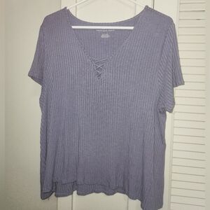 American Eagle blue top with lace design in size XL